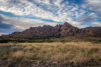 Scenic view of rocky mountains against sky