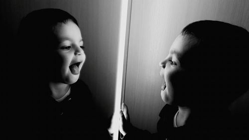 Close-up portrait of cute boy