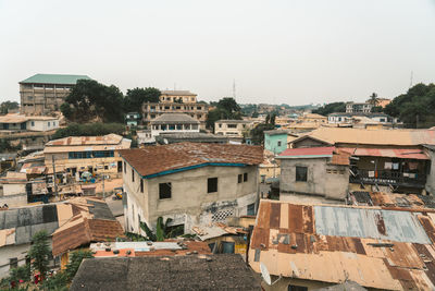 High angle view of townscape against sky