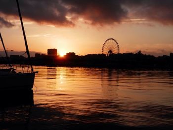 Scenic view of sunset over sea