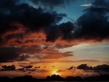 Scenic view of dramatic sky during sunset