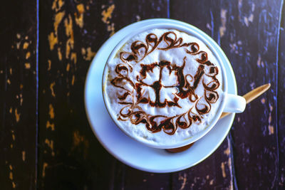 Directly above shot of coffee on table