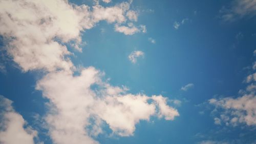 Low angle view of clouds in blue sky