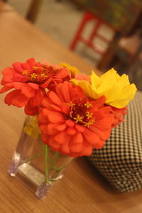 Close-up of flowers in vase on table