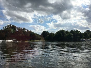 Scenic view of lake against sky