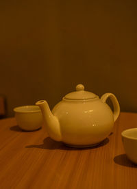 Close-up of tea cup on table