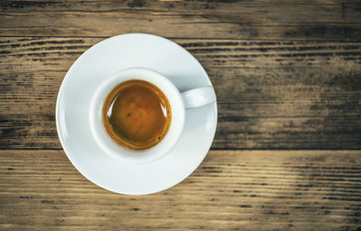 High angle view of coffee on table