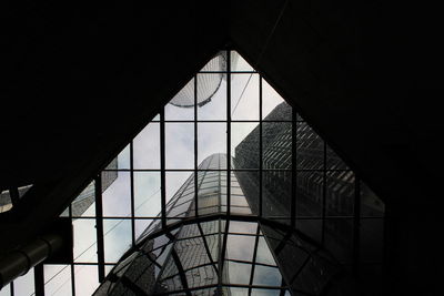 Low angle view of skylight in building