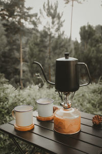 Brewing coffee in the forest 
