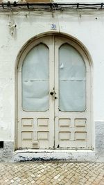 Closed door of old building