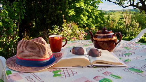 Empty coffee cup on table