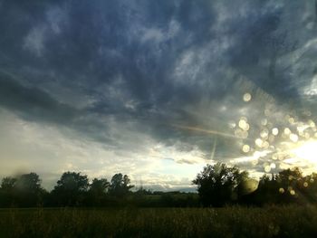 Scenic view of field against sky during sunset