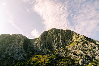 Low angle view of mountain against sky