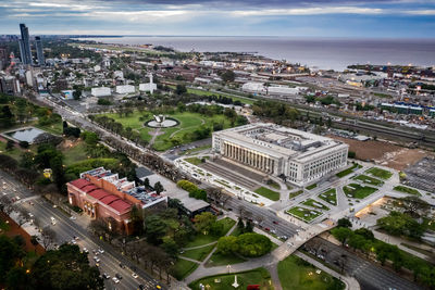 High angle view of buildings in city