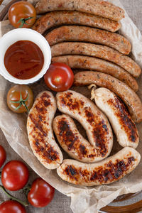 High angle view of food on table