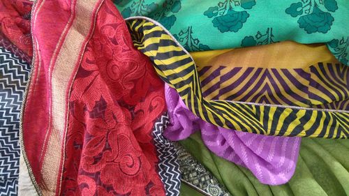 Full frame shot of colorful saris