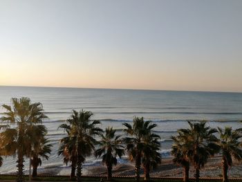 Scenic view of sea against clear sky