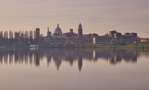 Reflection of buildings in city