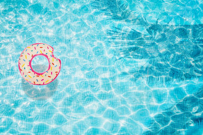 High angle view of bread floating on swimming pool