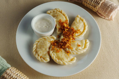 High angle view of food on table