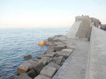 Scenic view of sea against clear sky