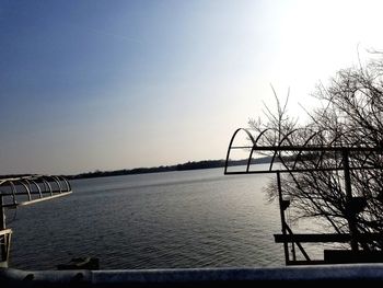 Scenic view of lake against clear sky