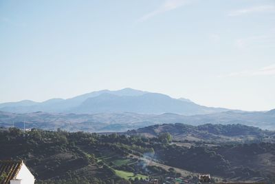 Scenic view of mountains against sky