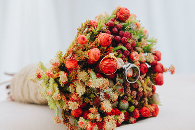 Close-up of flower bouquet on table