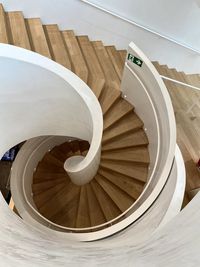 High angle view of spiral staircase