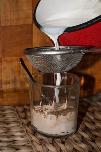 Close-up of coffee cup on table
