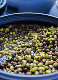 High angle view of eggs in container