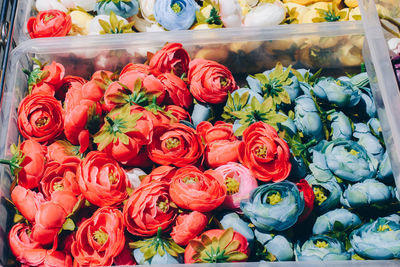 High angle view of rose bouquet