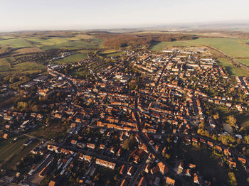 High angle view of townscape against sky