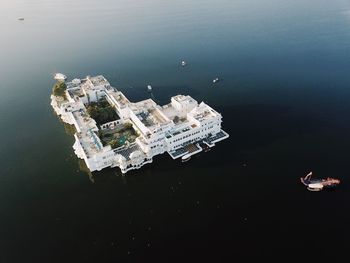 High angle view of ship in sea