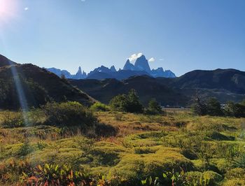 Scenic view of landscape against clear sky