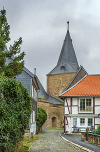 Exterior of historic building against sky