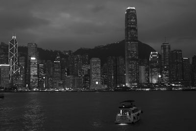 View of illuminated city at waterfront