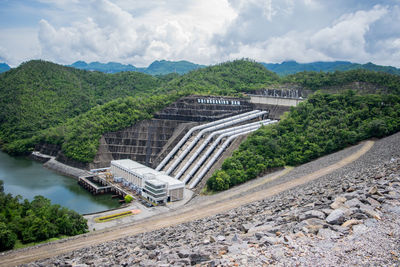 Scenic view of dam against sky