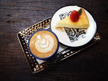 High angle view of breakfast on table