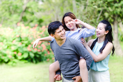 Young couple smiling