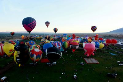 Hot air balloons in mid-air