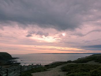 Scenic view of sea against sky during sunset