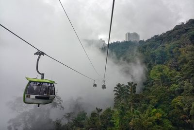 Overhead cable car against sky