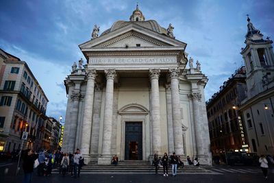 Group of people in front of building