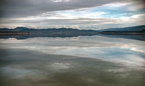 Scenic view of lake against sky