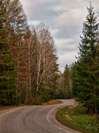 Road amidst trees against sky