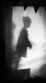 Shadow of woman on wall
