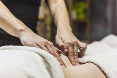 Close-up of hands on woman