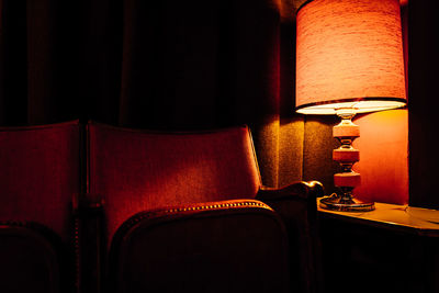 Close-up of empty chairs at home