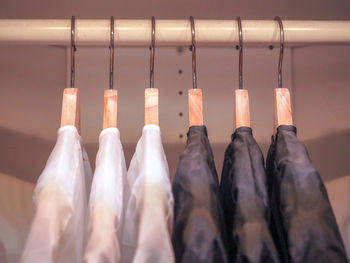 Close-up of clothes hanging on coathanger